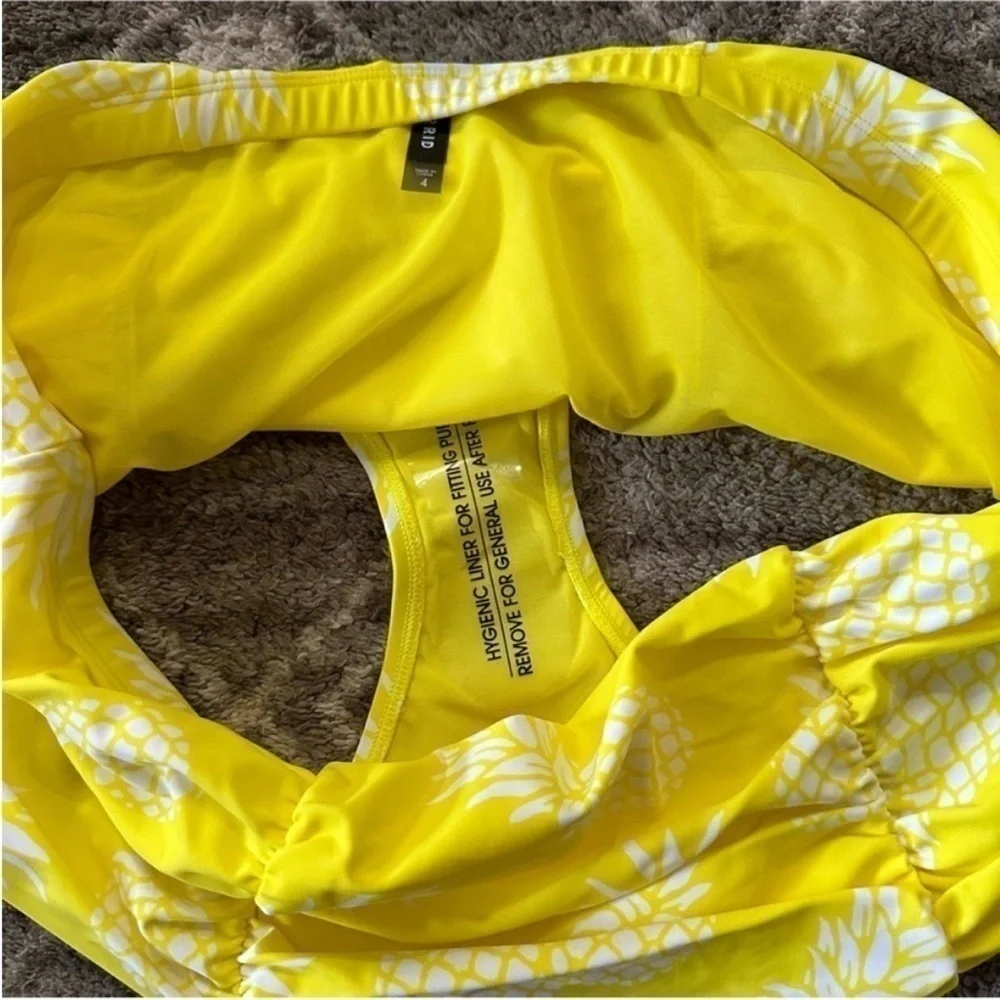 NWT Torrid High Rise Ruched Swim Bottom Graphic Pineapple Yellow